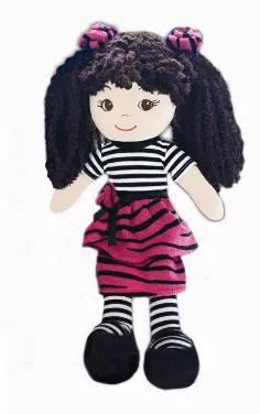 Jessica Is Ready For The Holiday, Dressed Up In A Hot Pink Zebra Print Dress & Hair Accessories, Black And White Knit Shirt, Matching Legging And Black Faux Leather Shoes.<br>Size - 14"L<br>Color - Pink