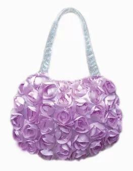 This Purple Colored Flower Child Handbag Is So Cute! It Is Covered In Purple Satin Flowers With Silver Sparkle Handle Strap. A Great Gift And A Cute Child Purse For A Toddler!<Br>Toddler Purse Size: 10" <Br>Free Gift Box Not Applicable For This Toddler Purse!<Br>Soft Purple Handbag For Girls<Br>Child Toy Purse