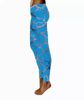 Deep Aqua Colored Leggings With Copper Metallic Allover Prints<br> Dual Sizing For Comfortable Fit. <br>High Waistband For Tummy Control<br>Full Length <br>88% Polyester, 12% Spandex<br>Super Soft Fabric, Great For Everyday Wear, Going Out Or For Any Workouts.<br>Size : Small, M/L, Xl/2Xl<br>Color : Blue<br>Made In Country : China