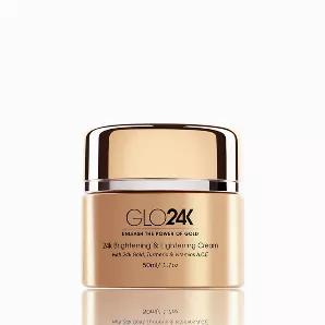 <p>Formulated to assist in battling the visible signs of the aging process such as age spots, skin discoloration, sun damages, and pigmentation, this 24k Brightening & Lightening Cream assists in achieving a lighter, brighter, and more unified, radiant skin. Enriched with anti-oxidants 24k Gold, Turmeric, and Vitamins A,C,E all known for their age-defying properties, this Brightening Cream will even and tone your complexion for a luminous, glowing appearance. For all skin types.</p>
<ul>
<li><b>