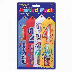 1st/2nd/3rd/4th Place Award Pack Ribbons, 2" x 8", (4/Pkg), (Sold in packs of 6)
