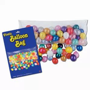 Plastic Balloon Bag with 100 Balloons, 3' x 6' 8", (1/Poly Bag), (no retail packaging), (Sold in packs of 12)