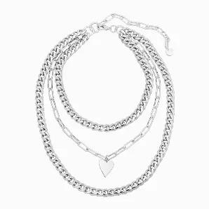 <p>The 3 layer Kingston necklace is made from 2 rounded brass Cuban link chains & 1 Large Elongated Link Chain, fastened with a with lobster clasp. Necklace also includes 1 Medium Helena pendant and a 5.5" Extender. Finishes available: 10K Gold or Rhodium-Silver.</p> <p>Layer Necklace measures: 1st chain measures 16" around the neck. 2nd chain measures at 20.5" 3rd chain measures at 24.75"</p> <p>Curb chain measures: 10.57mm (.416") wide x 4.77mm (.18") thick. </p> <p>Large Elongated Links measu