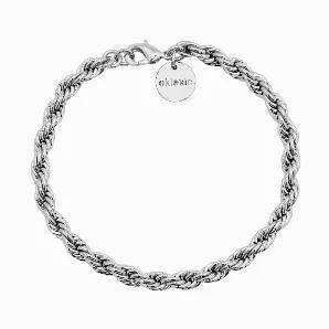 <p>The Rosa Anklet is made from our rope chain and fastened with a with lobster clasp.</p> <ul> <li>Material: Brass</li> <li>Plating: 10K Gold or Rhodium-Silver</li> <li>Bracelet has a protective coating to prevent from quick wear and tarnishing.</li> <li>Chain measures: 5mm wide</li> <li>Clasp Measures: 12mm long</li> <li>Available in the following Lengths: 9", 9.5", 10", 10.5", 11", 11.5"</li> </ul> <p>Our jewelry is always handmade from sustainable materials in the USA. </p>