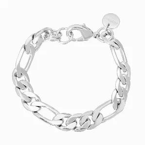<p>The Axel anklet is made from brass figaro chain and fastened with a with lobster clasp. Finishes available: 10K Gold or Rhodium-Silver.</p> <p>Chain measures: 10.16mm (.40") wide </p> <p>Clasp Measures: 19mm (..75") long </p> <p>Anklet Measures 10" long </p>
