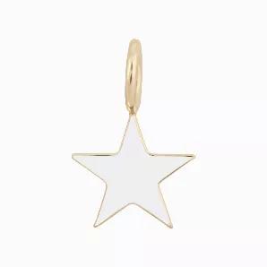 <p>Enamel Samara Charm is brass plated 10K Gold. Star is filled with a black, white, pink or blue enamel. Star measures .65" <br> Handmade in the USA<br>