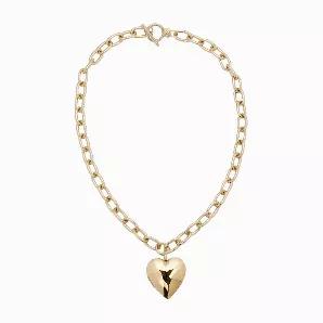 <p>The Holden necklace is made from our thick rounded link chain, fastened with a with a toggle clasp. We use our Large Hamilton Locket as the focal point of the necklace. <br></p> <ul> <li>Heart Locket opens</li> <li>Material: Brass</li> <li>Plating: 10K Gold</li> <li>Chain has a clear protective coating to prevent from quick wear and tarnishing.</li> <li>Chain links measure: 20mm long x 12mm wide x 3mm thick</li> <li>Available in the following Lengths: 16", 18", 20", 22", 24"</li> </ul> <p>Our