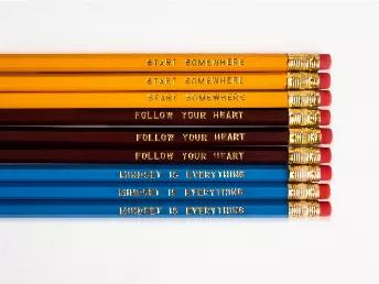 Pencil<br><br>Introducing Habitude Paper's 9 Pencil Set, a selection of vintage and retro-inspired mental health empowerment pencils.<br><br>These pencils are perfect for writing down your hopes and dreams, and remember to keep yourself on track. Includes a set of 9, graphite, unsharpened cedarwood #2 pencils in each set. Makes the perfect gift for teachers, friends, family, and anyone who could use a little motivation and inspiration in their daily lives!<br><br>What's Included<br><br>* Quantit