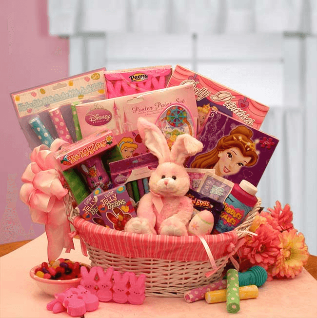 Sure to make your little diva feel extra special this Easter our Little Princess Disney Easter Fun Basket is filled with exciting fun and scrumptious treats just right for all little princesses ages 4 and up. The Little Princess Disney Easter Fun Basket includes: a keepsake white basket lined with pink plaid fabric liner, Easter ball maze game with fruit flavored candies, Easter Bunny peeps, fruit flavored jelly beans, 2 fun size M & M milk chocolate candies, milk chocolate foil wrapped bunny, m