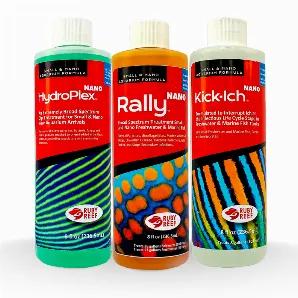 The Ruby Reef NANO Trio? Bundle includes our popular Kick-Ich NANO, Rally NANO and HydroPlex NANO (in 8 oz. bottles) to solve the overdosing issue with small aquariums.<br><p><strong><img src="https://cdn.shopify.com/s/files/1/0288/6038/3266/files/RALLY_NANO_480x480.png?v=1592859172" alt="" width="276" height="90"></strong></p><p><strong>A Broad-Spectrum Treatment for Freshwater and Marine Fish to treat External Parasites, Dinoflagellates, Marine Velvet, Gill Flukes, Clownfish Disease, Bacterial