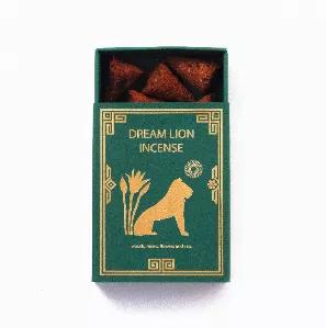 Dream lion incense Green box is made of premium white dessert sage, Mayan copal resin, and blended with red sandal wood and pinyon An earthy and uplifting purifying scent.