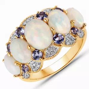 Talk about serene beauty! This stunning stylish ring features a oval genuine ethiopian opal in a pop of vibrant color. With 2.84 carats, it's a gorgeous glam for your finger and a fashion must-have for your wardrobe. Crafted in 14k yellow gold with fine finish.