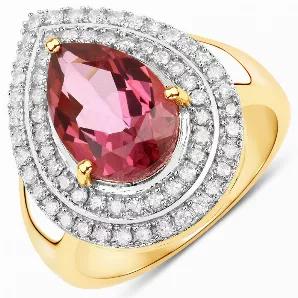 Make a big statement with this dazzling pink topaz stylish ring. Expertly crafted from fine finish 14k yellow gold, the ring features natural pink topaz gemstones with a total weight of 3.91 ct. t.w. and pear shape. This ring is a beautiful piece that deserves a place in almost any jewelry collection.
