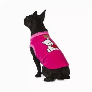 <p>These soft pink fleece dog pyjamas with a puppy heart dog motif are the best dog clothes to keep your boy pooch snugly and warm.</p>
<p>Designed for easy and comfortable wearing with no fasteners making it quick and simple to get warm and start playing or just have a snooze.</p>
<p>Sleep with them on or walk out in style.</p>
<p>The polyester fleece is normally suitable for dogs with skin allergies.</p>
<p>Our sizes go from puppies to big dogs meaning everyone can stay warm on those chilly da