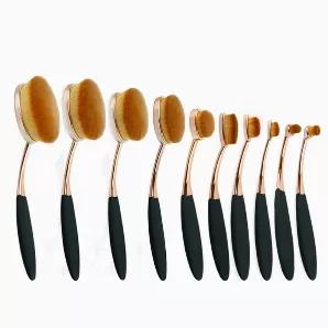 What a beautiful deal... Get beautiful face with Animal cruelty-free Set of 10 Oval Beauty Brushes...Be the Beauty Expert with this assortment of 10 Small, Medium and Large sizes Beauty Brushes that are unique enough to make the difference in a way you use these beauty tools...See how fresh your face looks and feels as a result of it...! Each Beauty Expert brush has a function which can make you into an expert beautician yourself in no time...The Small brushes are made to apply eyeliners and lip