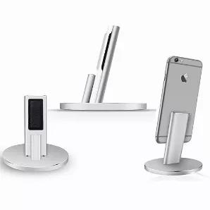 iPhone Charger Stand that is easy to keep your phone at an angle where you can charge and also do facetime without holding it in your hand.   The straight up skinny stand has a sturdy base that won't topple your phone.  Full aluminum body makes this stand perfectly worthy for your iPhone.   It uses the cable that came with your phone to charge your phone.<br>
Brushed Aluminium look in three colors Silver , Rose , Gold .<br>
Compatible with iPhone ,5/6/7 and all plus versions and S versions too a