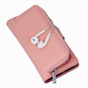 The newest iPhone 8 case with Zipper pocket to stuff in your cash or headphones or keys with a built in makes it easy to carry your whole wide world of essentials right in the palm of your hand.   You also have slots inside the case to carry your credit cards and more.The phone has a magnetic case that is detached from the wallet when you like to answer the phone giving you comfort and safety like reading numbers on your cards from the wallet.Made from Vegan leather and brass zipper with the per