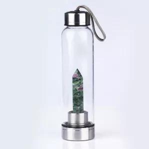 <p>Now you can make your own powerful crystal elixir water with this elegantly handcrafted healing Natural Quartz water bottle!<br />
This sleek, 20.4 oz. glass bottle features a stainless steel top and a gorgeous, removable crystal infuser. Add fruits and herbs into the infuser to deliver natural flavor and nutrients directly to your drinking water. This bottle is a must have if you&#39;re into this new age of powerful invigorating energy or if you&#39;re already enjoying the health benefits o