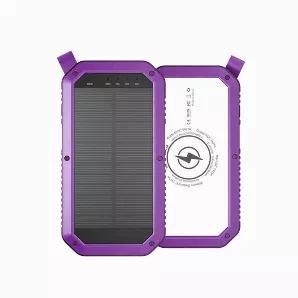 Sun Chaser Solar Powered Wireless Phone Charger With LED Flood Light. This is a 10,000 mAh capacity Solar Powerbank with a built-in wireless charger and LED floodlight.  This charger with boosting charging capability can simultaneously charge 2 to 4 devices with its built-in Qi-standard wireless charger, multi-port USB ports.  Charge any mobile phone 150% fully and charge any Tablet 100%. Also charge many devices like Cameras, Watches, and Toys  100%. The huge power capacity takes care of it all