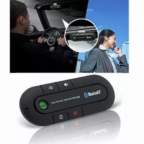 Multi point Bluetooth car speakerphone that can pair with 2 phones at the same time allowing you a crisp clear hands free calling and receiving call.
It also works as voice dialing if supported by the phone.
 
 Allows you to have hands-free calls while driving Hands-free solution can pair to 2 phones simultaneously Doesn't require any installation. Just attach it to your car's sun visor via its durable, magnetic clip Designed for answering and receiving calls with any Bluetooth smartphone - iPho