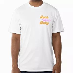Let's Get Toastyy. In honor of Pride, this limited-edition oversized, soft cotton t-shirt comes in white and features a full-size 'Love Wins Baby' puff print on the left chest. Crew neck, short sleeves, comfy fit. 100% Cotton Ribbed Crewneck Made in USA | Made with Love