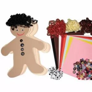 Culturally Div. People Kits - 24 count 16in. cardstock, curly hair, velour paper for clothes, buttons and 100 wiggle eyes.