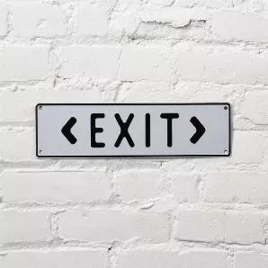 <p>Every good party eventually comes to an end. Hang our our Exit Aluminum Sign in the doorway to gently nudge your guests out the door! It's clean and tasteful designs elements are subtle, yet effective.</p>
<ul>
<li> Aluminum</li>
<li>14" x 4"</li>
<li>Designed in Minnesota</li>
<li> Imported</li>
</ul>
