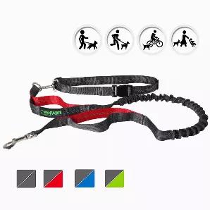 1.This shock-absorbing, bungee leash has a 48-inch lead that extends up to 60 inches.<br>
2.The leash can attach to the included adjustable waist belt with the durable clip, for hands-free convenience.<br>
3.The belt clip can slide, allowing your pup to move from side to side, reducing tangles and tripping.<br>
4.Features 2 control handles that can be used to help keep your pup closer to you in crowded areas.<br>
5.Designed with three seams of bright, reflective stitching, so it can be used for 