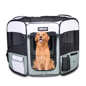 1.Soft-sided playpen that gives your furry friend a safe and cozy space of his own.<br>
2.Includes 8 foldable panels made of 600D Oxford material for both indoor and outdoor use.<br>
3.Provides stability for your paw-tner with protected seams and reinforced corners.<br>
4.Features 2 zippered doors for easy access with mesh windows for ventilation.<br>
5.Ideal for traveling with a convenient carrying case.<br>