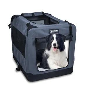 1.Soft-sided crate designed to give your furry friend a comfortable place to rest.<br>
2.Features 3 entrance doors for easy access and ventilation for your paw-tner.<br>
3.Made of steel tubes with a durable, washable cover to withstand the outdoors.<br>
4.Includes a fleece bed and adjustable straps for comfort and convenience.<br>
5.Stores away simply with collapsible bars and retractable springs.<br>