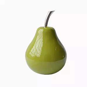 The perfect accent Decor for any contemporary living space, this Peral Verde Green Pear is both classic and trendy. Made of aluminum then coated in Green Enamel, this modern and bright piece can be arranged on a bookshelf, corralled on an accent tray, or displayed in the kitchen. Just make sure your guests don't mistake it for the real thing!