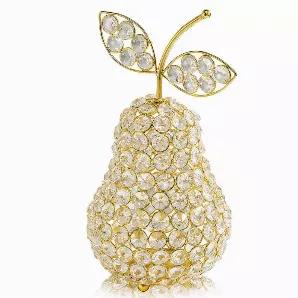 The Manzana Crystal Gold Pear is an Elegant Statement Piece on any Tabletop. This Faceted Accessory with many Sparkling Crystals Accentuates this Sculpture. This Pear is a Beautiful Addition to any Decor.