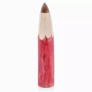 <p>The Lapiz Large Standing Red Pencil Sculpture is a simple yet unique Accent Piece. Hand Carved from Wood each and every Pencil is Unique. Complement a Childs Room or Study with this Oversized Display Writing Instrument.</p>