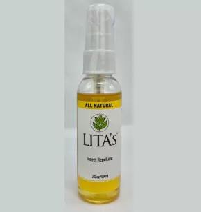 <p>Lita's All Natural Insect Repellent Spray is a unique blend of 3 to 5 essential oils. It does not contain DEET or other synthetic chemicals.</p>
<p>This is an eco-friendly product that prevents insect bites while moisturizing the skin. Customers that use Lita's All Natural Insect Repellent Spray say it not only protects them from insect bites, but also moisturizes their skin. It also helps relieve the itch from insect bites.</p>
<p>Shelf life: Two years when stored away from heat or direct su