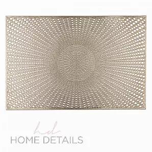 <p>Add the finishing touch to your dining room table with the Home Details Santorini Metallic Placemat. The unique and glamorous design will add the right touch to help elevate your place settings. These placemats are perfect for your holiday and dinner parties. Create a picture-perfect place setting to impress your guests. The durable PVC material is long lasting and will protect your table from scratches. When done using, they are easy to clean by wiping them down with a cloth. No kitchen tabl