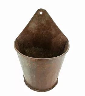This vintage-inspired metal Bucket Wall Planter has endless uses for your home, garden, and patio. Add a little vintage charm with planters made from recycled metal which means they are not perfect, but they are Vintage! Measurements: Approximately 8.5" to 9"L x 5" to 5.5"W x 13"W  Disclaimer, Vintage-inspired planters are individually unique. The patinas will vary and there will be slight variations in measurements and colorations - no two are exactly alike.