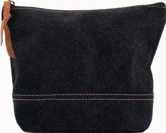 Attractive and useful canvas travel/cosmetic bag is fully lined. Top zipper closure. Dimensions : 10" W x 8" H x 3" D