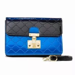 <p>Enamel coated Italian calfskin leather, designer diamond print, outside zippered pocket with 4 card slots. Includes adjustable shoulder strap with high quality gold plated hardware.  All Bravo Bags/Wallets are coated with airplane paint a exclusive technology to Bravo to prevent scratches, cracking, peeling and are RFID proof.</p>
<p>Made in U.S.A</p>
<p>Size: L 8 x H 5.5 x W 1.75</p>
<h3 class="s8gg2 _2UIKs" data-hook="info-section-title">ADDITIONAL INFO</h3>
<div aria-hidden="false" class="