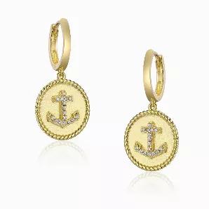 <p>Dazzle with these trending coin earrings with sparkling anchor.</p>
<ul>
<li>14K gold plated </li>
<li>Sterling silver</li>
<li>Click clasp</li>
</ul>
<p>*matching pendant and bracelet available</p>