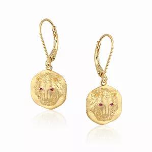 <p>Dazzle with these trending leo coin earrings with ruby eyes.</p>
<ul>
<li>14K gold plated</li>
<li>Sterling silver</li>
<li>French clasp</li>
</ul>
<p>*matching pendant and ring available</p>