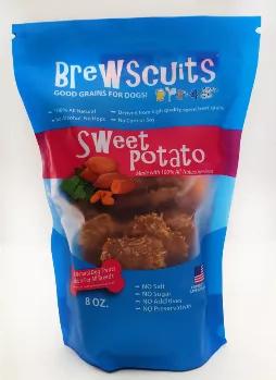 Our Brewscuits are an all natural biscuit using the upcycled grains from the beer brewing process. The barley, oats, and rye from beer brewing are great for our dogs. The grains add fiber which aids in digestion and adds valuable vitamins and minerals in their diet. We are proudly made and packaged in our facility in Telford, PA. We use no salt, sugar, chemicals, or preservatives in our biscuits. Our original Brewscuit is a 3? biscuit. 8oz resealable bag.<br>
Available in:<br>
Peanut Butter<br>
