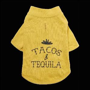 <h3>Description</h3>
<p>Taco Tuesday? More like Tacos & Tequila Tuesday! Your dog will look absolutely cute with this Tacos & Tequila T-Shirt. These essential T-shirts are a MUST-HAVE, incredibly soft cotton fabric, loose fit, lightweight and comfy. The most amazing part? Your dog can wear his essential T-shirt year-round. Every dog deserves one of these fun tees or maybe two...or more.</p>
<h3>Product Details</h3>
<ul>
<li>100% Cotton</li>
<li>Harness hole</li>
<li>Machine Washable</li>
</ul>
<