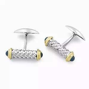 These well-made cufflinks are durable and yet lightweight for comfort. The color of the Sapphire stones and Gold-tone contrasted with the Rhodium-plated .925 Sterling Silver makes this pair stand out and show nicely on your French-Cuff shirt. Cuff-Links, Shirt studs, or whatever you may call them - will give your wardrobe a finishing touch and an elegant look. Perfect gift idea for Grooms, Groomsmen, Usher and Best-Man or even just the simple well-dressed man. Add this to your husbands collectio