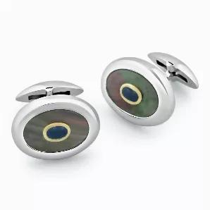 These well-made cufflinks are durable and yet lightweight for comfort. The color of the Black Mother of Pearl and Sapphire Stone contrasted with the Rhodium-plated .925 Sterling Silver makes this pair stand out and show nicely on your French-Cuff shirt. Cuff-Links, Shirt studs, or whatever you may call them - will give your wardrobe a finishing touch and an elegant look. Perfect gift idea for Grooms, Groomsmen, Usher and Best-Man or even just the simple well-dressed man. Add this to your husband