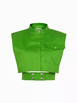 <p>Oversized shirt with long sleeves. Cuffs with ruching and tie detail. Front button closure. </p>
<p>Green Monochrome: Video game vibes in color A cornucopia of colors will serve as the mood booster you need in your life. Blocks of color inspired by Lego bricks and Tetris pieces are accentuated by innovative forms. Candy pink and Tetris colors make a strong team together.</p>
<p>100% Polyester</p>
<p>Hand Wash Cold; Do Not Tumble Dry; Iron Low; Dry Clean</p>
<p>Do Not Bleach</p>
<p>HEIGHT 179C