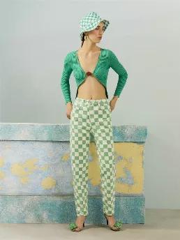 <p>High-waisted ankle-length jeans with five pockets. Front zipper and button closure.</p>
<p>Green Monochrome: Video game vibes in color A cornucopia of colors will serve as the mood booster you need in your life. Blocks of color inspired by Lego bricks and Tetris pieces are accentuated by innovative forms. Candy pink and Tetris colors make a strong team together.</p>
<p>100% Cotton</p>
<p>Hand Wash Cold; Do Not Tumble Dry; Iron Low; Dry Clean</p>
<p>Do Not Bleach</p>
<p><span>HEIGHT </span><sp