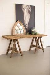 Recycled Wooden Deep Console With Saw Horse Base 20" X 55.5" X 31"T