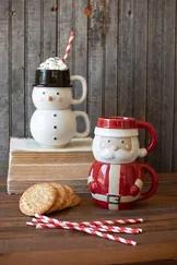 Add some merry to your mug collection. This set of snowman and Santa mugs fits the bill. Microwave and dishwasher safe, these mugs make great stocking stuffers or teachers' gifts.