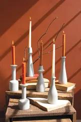 Set Of Six Cast Aluminum Taper Candle Holders