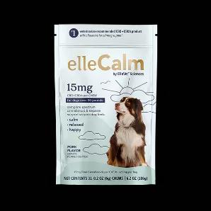 Length: 6.00 Width: 1.75 Height: 9.00 elleCalm is our special product for dogs who are experiencing stress and need help to feel calm and relaxed. Dogs experience stress for many different reasons and at different levels of intensity, and we are here to help, from minor stress due to car rides or the intense separation stress some rescue dogs can experience. Not sure if this is the right product for your dog? Here are a few questions that can help:<br>Soft Chews for Large Dogs over 50 Lbs. 15mg 